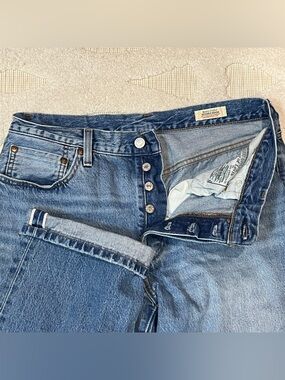 Levis 501 Selvedge Denim Jeans Big E 32x31 Blue Light Wash Vintage